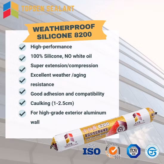 Material de construção externo do silicone da selagem da ligação da parede de pedra da construção de Topsen 8200