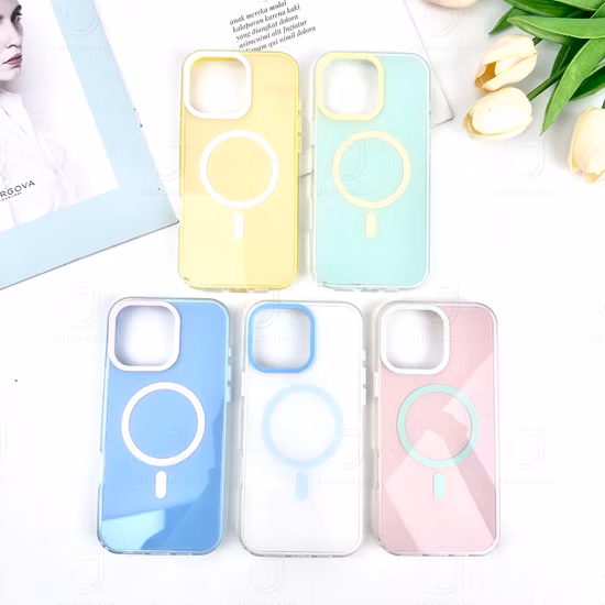 para iPhone 15 PRO compatível com Magsafe Clear Phone Case TPU + Acrílico Hybrid Shell Kickstand Cover